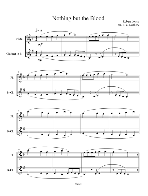 Nothing But the Blood (Flute and Clarinet Duet) (Arr. B. C. Dockery) - Robert Lowry (Instrumental Duet)