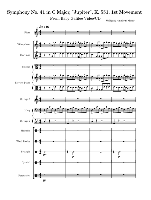 Symphony No.41 in C major, K.551 – Wolfgang Amadeus Mozart Symphony No. 41 in C Major, "Jupiter", K. 551, 1st Movement - Baby Galileo