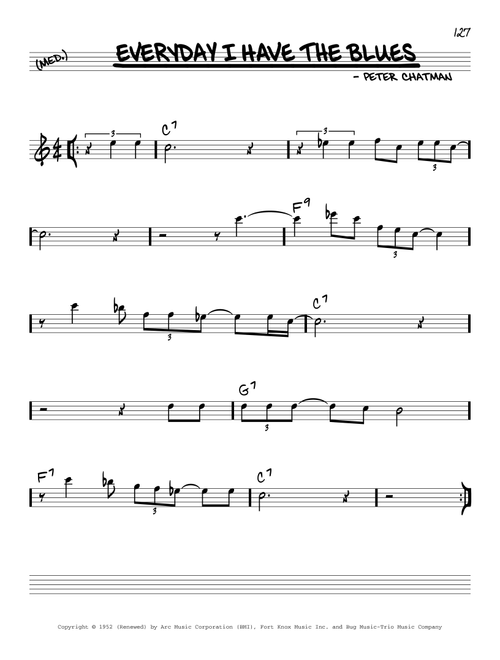 Every Day I Have The Blues - BB King (Real Book - Melody-Chords)