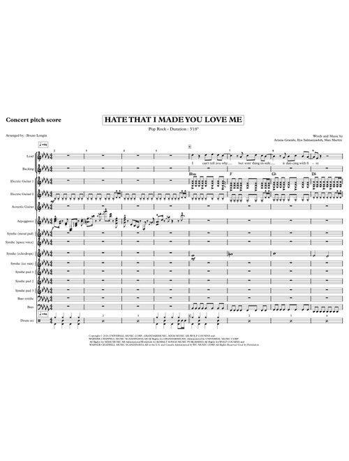 Hate That I Made You Love Me (Arr. BRUNO LONGIN) - Ariana Grande (Small Ensemble)