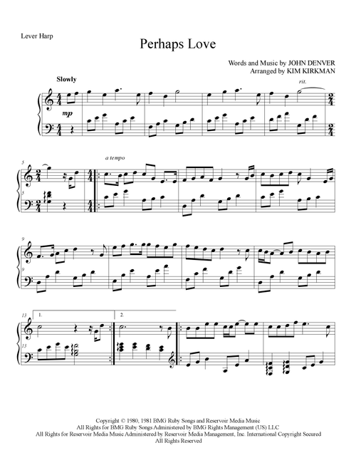 Perhaps Love (Arr. Kim Kirkman) - John Denver and Placido Domingo (Harp)