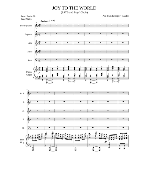 Joy to the World (SATB and Boys' Choirs) with piano/organ