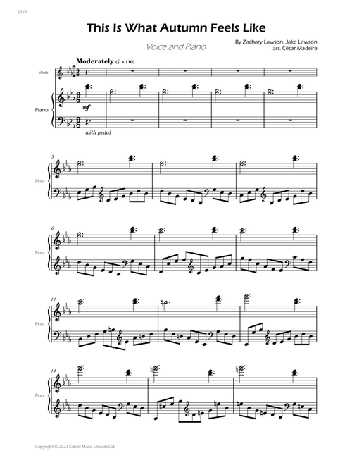 This Is What Autumn Feels Like (Arr. César Madeira) - Jvke (Piano Vocal)