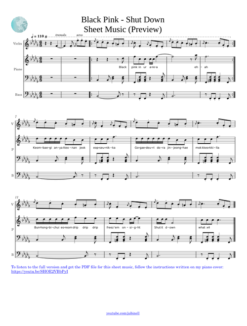 BLACKPINK - ‘Shut Down’ Music Sheet With Lyrics & Chords