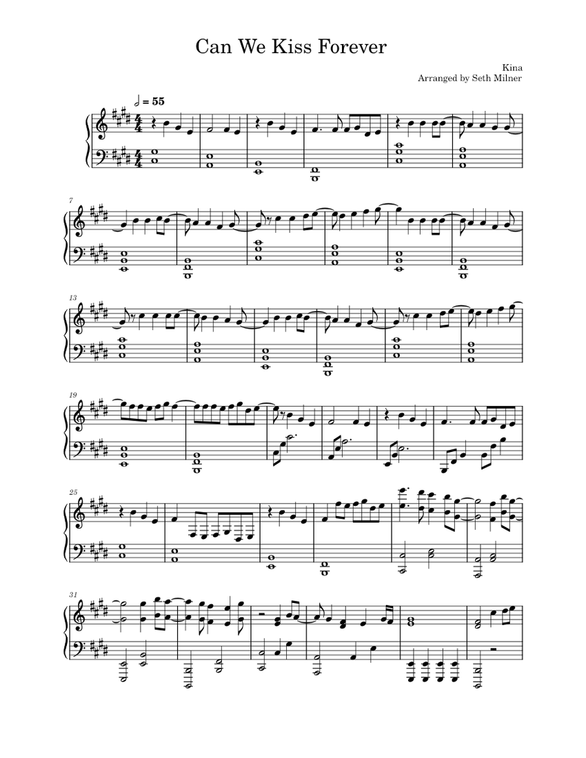 Can We Kiss Forever? Kina Sheet music for Piano (Solo)