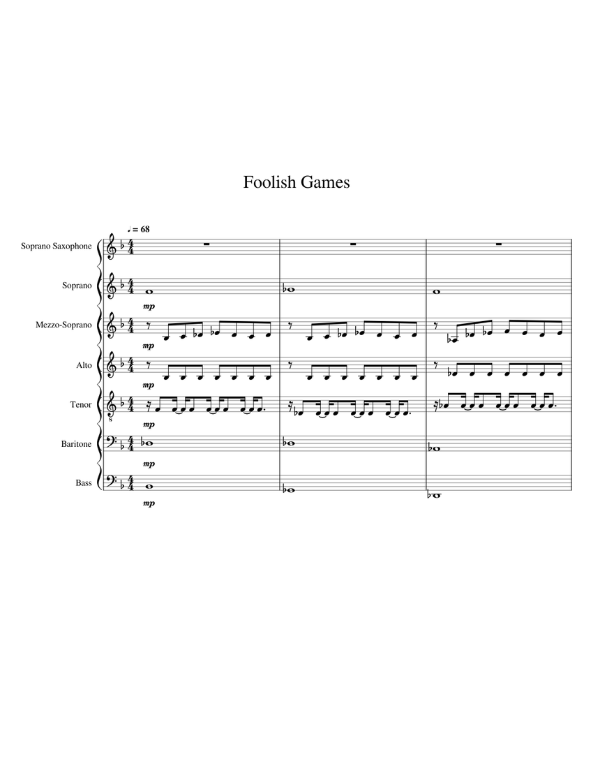 Foolish Games Sheet music for Piano, Saxophone soprano (Mixed Ensemble