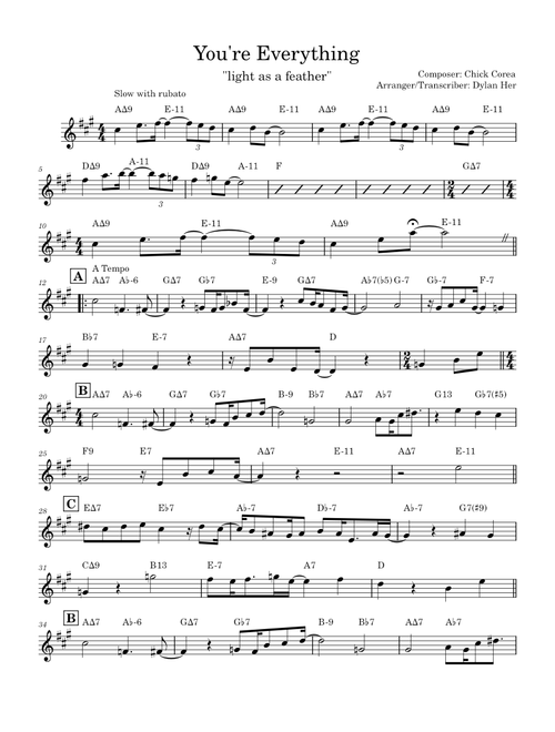 You're Everything – Chick Corea LEAD SHEET