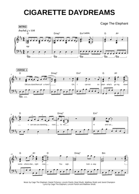 cigarette daydreams piano sheet music Free by Cage the Elephant Cigarette daydreams – Cage the