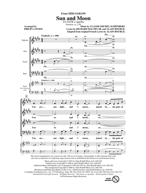 Sun And Moon (Arr. Philip Lawson) - Alain Boublil, Richard Maltby Jr, Claude-Michel Schonberg (Choral, SATB)