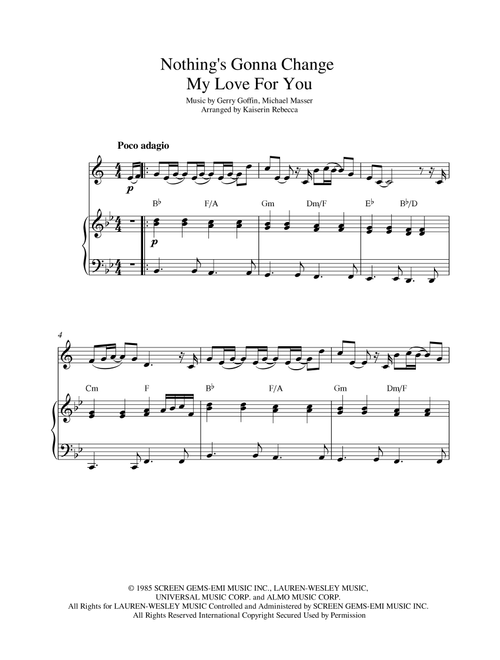 Nothing's Gonna Change My Love For You (Arr. Kaiserin Rebecca) - Glenn Medeiros (Tenor Sax and Piano)