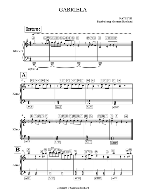 Gabriela (Arr. German Bosshard) - Katseye (Piano Solo)