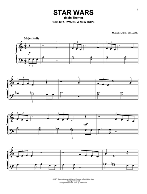Star Wars (Main Theme) - John Williams (Very Easy Piano)