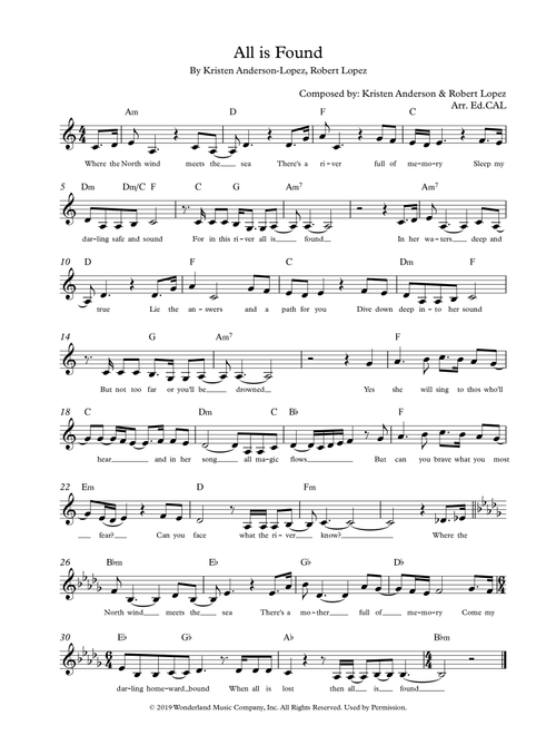 All Is Found (Arr. Ed.CAL) - Robert Lopez, Kristen Anderson-Lopez (Instrumental Duet)