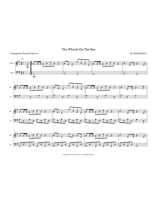 The Wheels On The Bus (Arr. Dominic Meccia) - Traditional (Instrumental Duet)