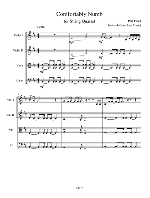 Comfortably Numb (Arr. Irminsul (Opusphere Music)) - Pink Floyd (String Quartet)