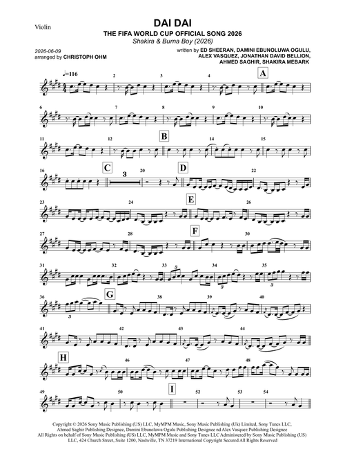 Dai Dai (Arr. Christoph Ohm) - Shakira & Burna Boy (Violin Solo)