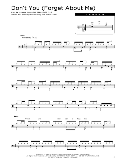 Don't You (Forget About Me) - Simple Minds (Drum Chart)
