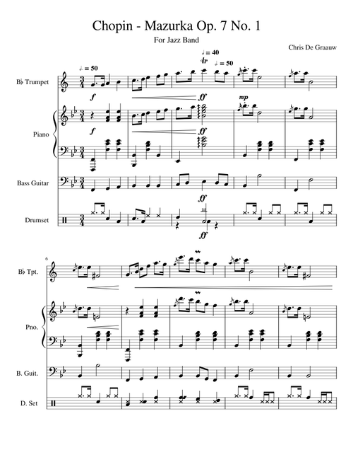 Chopin - Mazurka Op. 7 No. 1 For Jazz Band