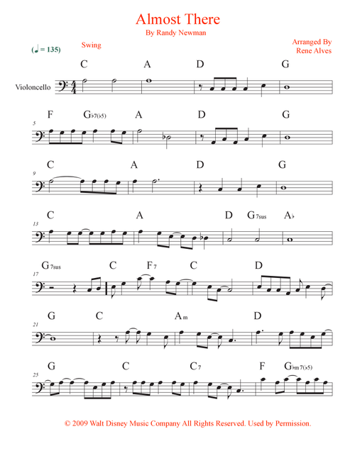 Almost There (Arr. Rene Alves) - Randy Newman (Cello Solo)