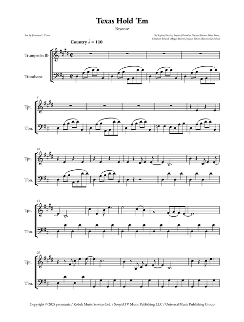 Texas Hold 'em (Arr. Jhonatan Lucio Viana) - Beyoncé (Instrumental Duet)