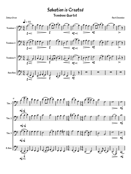 Salvation is Created – Pavel Chesnokov Salvation is Created - Trombone Quartet