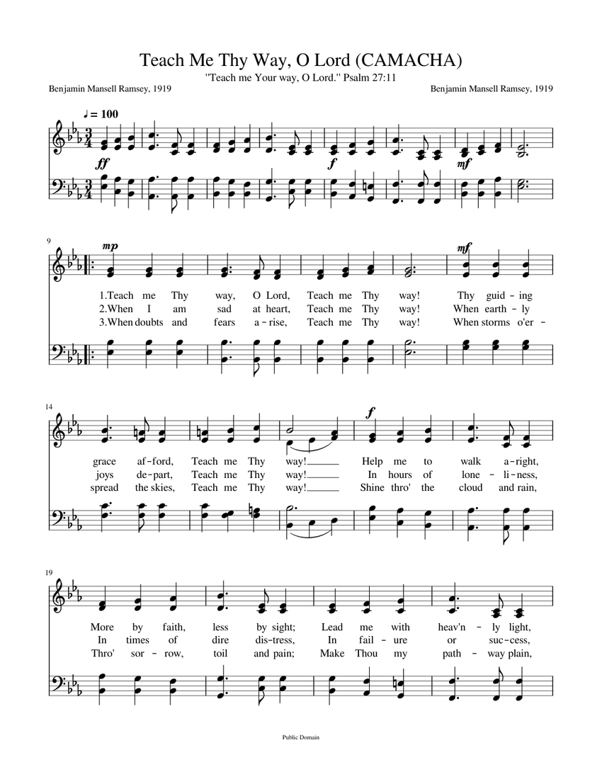 Teach me thy way o lord camacha sheet music for organ mixed duet