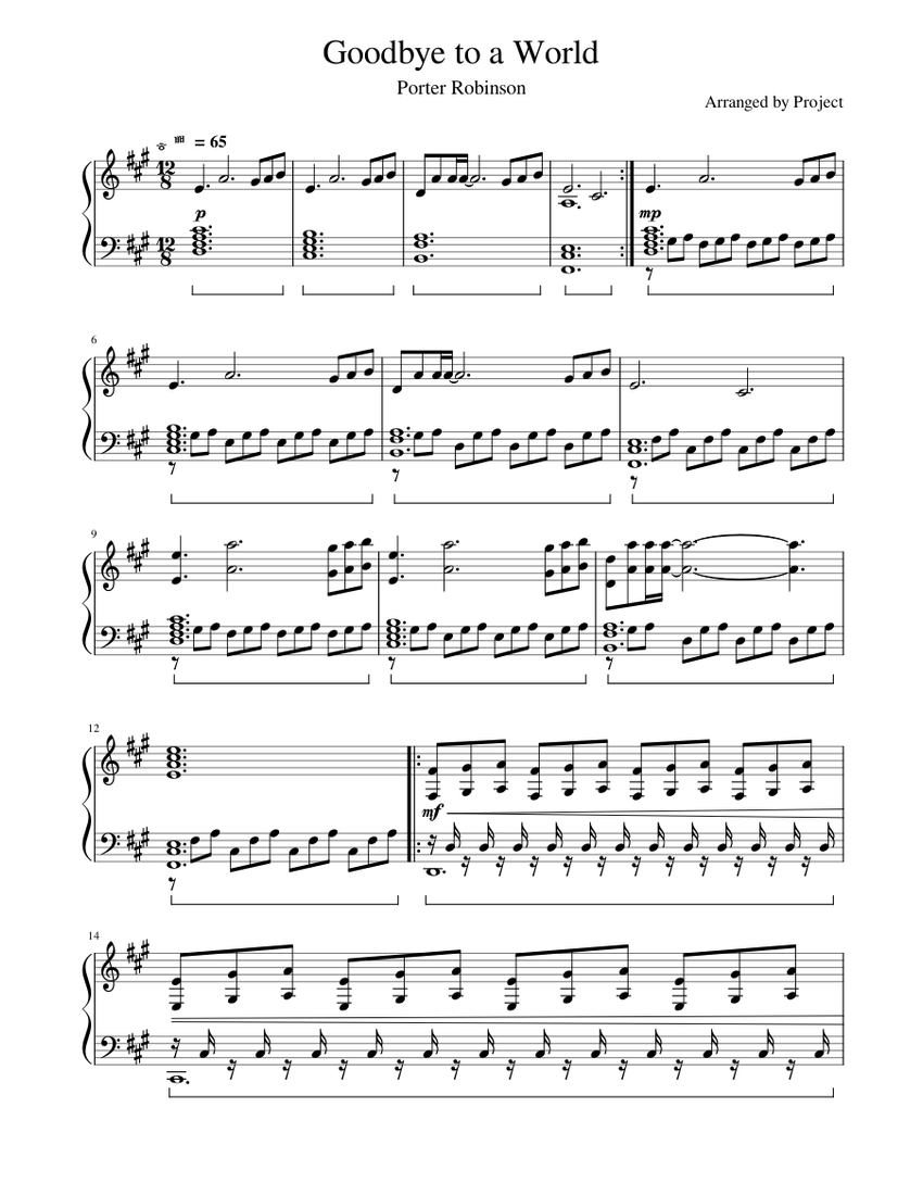 Goodbye to a World - Porter Robinson - piano tutorial