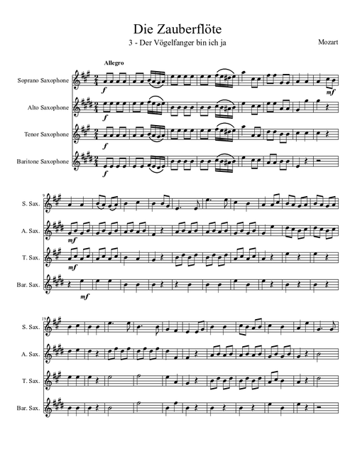 Die Zauberflöte - III Der Vogelfänger bin ich ja