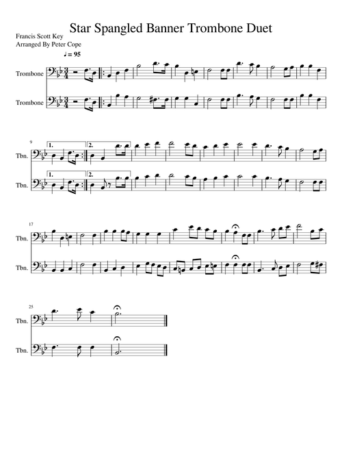 Star Spangled Banner Trombone Duet