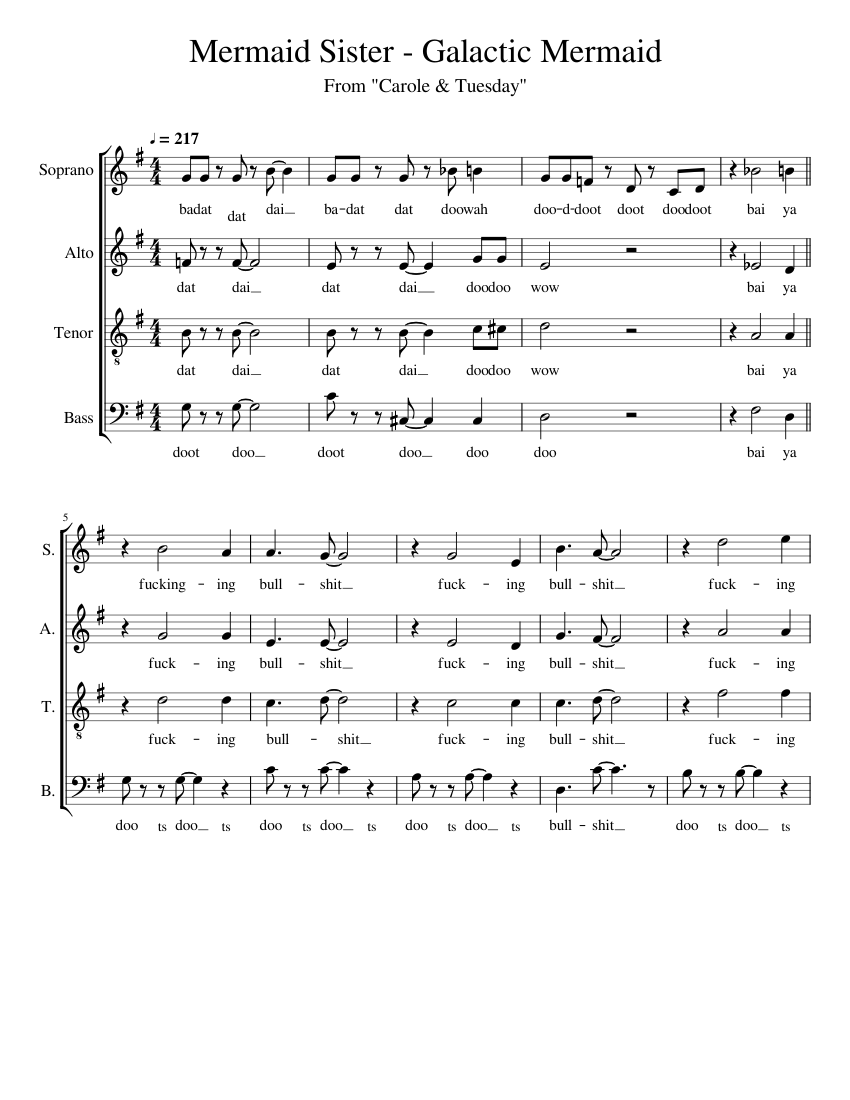 Mermaid Sister Galactic Mermaid Sheet music for Soprano, Alto, Tenor