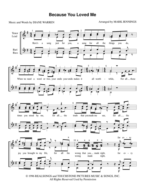 Because You Loved Me (Arr. Mark Jennings) - Celine Dion (Barbershop Quartet)