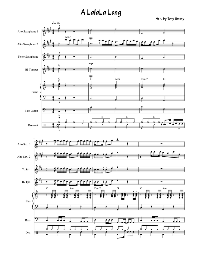 A LalaLa Long Jazz Band Sheet music for Piano Saxophone alto Saxophone tenor Trumpet in b flat more instruments Mixed Ensemble Musescore