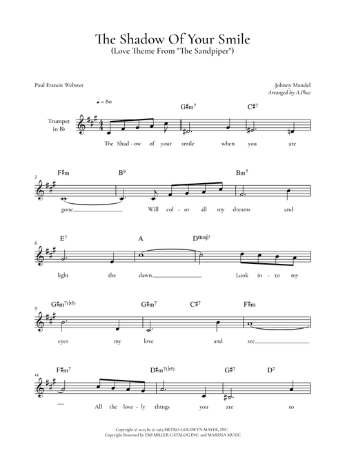 The Shadow Of Your Smile (Arr. Phee) - Johnny Mandel, Paul Francis Webster (Trumpet Solo)