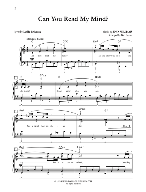 Can You Read My Mind? (Love Theme from SUPERMAN) (arr. Dan Coates) - Maureen McGovern (Easy Piano)