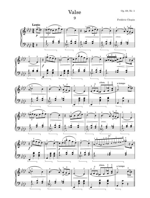 Chopin Waltz in A Flat Major, Op. 69, No.1 – Frédéric Chopin