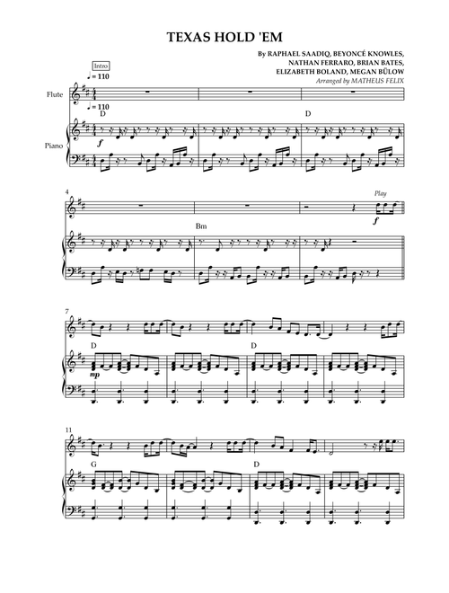 Texas Hold 'em (Arr. Matheus Felix) - Beyoncé (Flute and Piano)