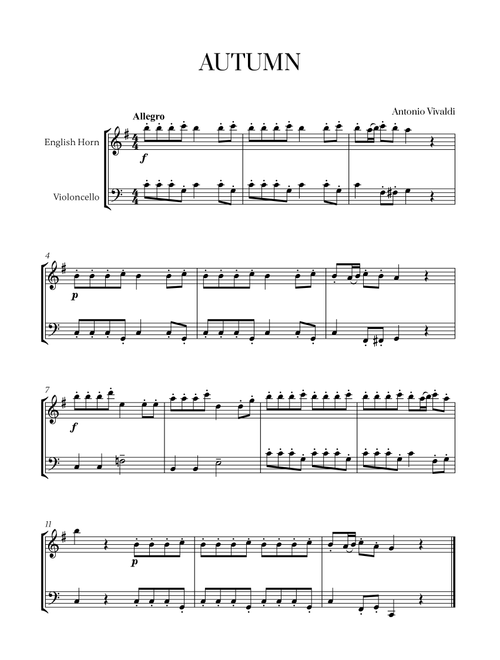 Antonio Vivaldi - Autumn (Allegro) for English Horn and Cello (Arr. Cadenza Editions) (Instrumental Duet)