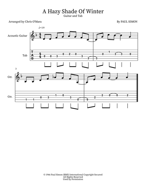 A Hazy Shade Of Winter (Arr. Chris O'Mara) - Paul Simon (Instrumental Solo)