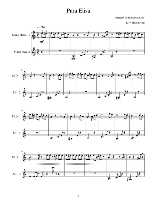 Para Elisa  - Beethoven (Versión Fácil)