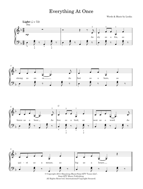 Everything At Once - Lenka (Easy Piano)