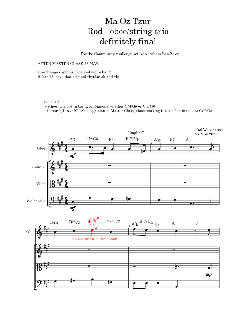 Ma Oz Tzur_Rod_ 220527_redo after Master Class Sheet music for Oboe