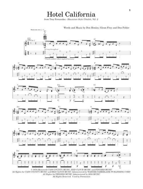 Hotel California - Troy Fernandez, Eagles (Ukulele Tab)