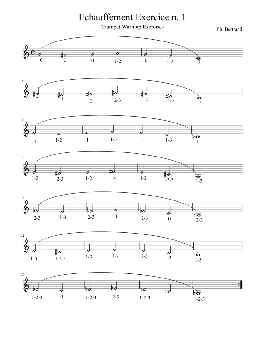 Trumpet Warmup Exercises Sheet music for (Solo)