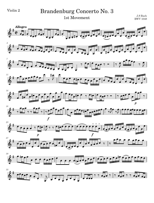 Brandenburg Concerto No. 3 Violin 2
