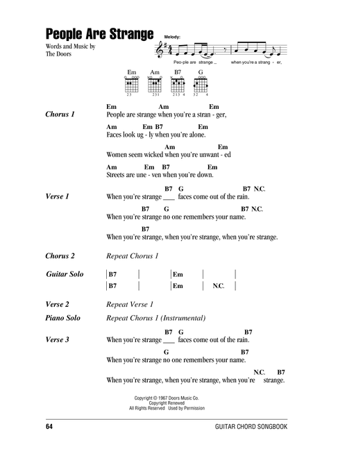 People Are Strange - The Doors (Guitar Chords-Lyrics)