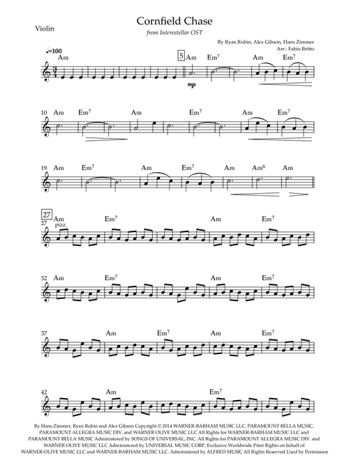 Cornfield Chase (Arr. Fabio Britto) - Hans Zimmer, Alex Gibson, Ryan Rubin (Violin Solo)