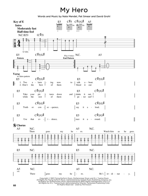 My Hero - Foo Fighters (Guitar Lead Sheet)