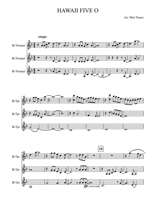 Hawaii Five O - For 3 Trumpets