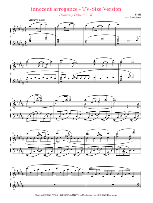 innocent arrogance: TV-Size Version | Heavenly Delusion OP (Tenacious Piano Solo)