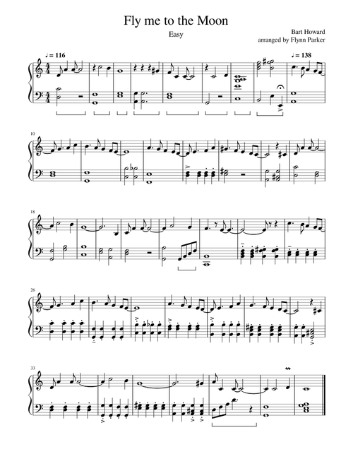 Fly me to the Moon Easy Piano Solo
